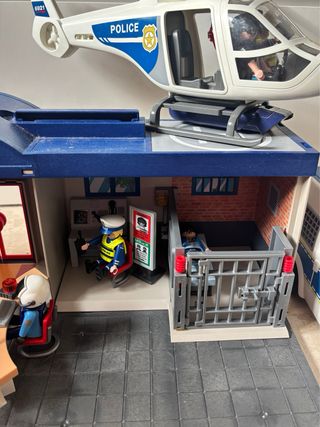 Pack estación Policía PlayMobil+ Helicóptero+Coche