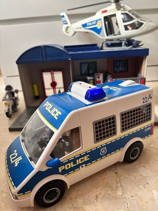 Pack estación Policía PlayMobil+ Helicóptero+Coche