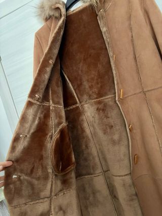 Cappotto eco-montone con cappuccio, donna, XL