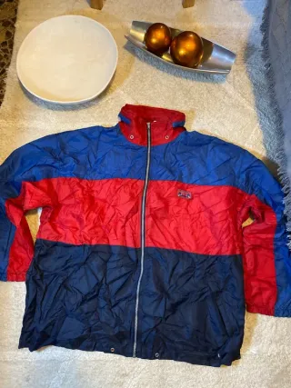 Cortavientos Y2K Retro Deportivo Azul Rojo