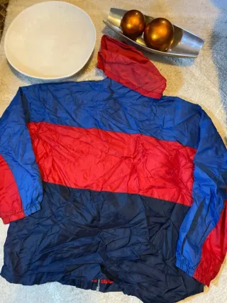 Cortavientos Y2K Retro Deportivo Azul Rojo