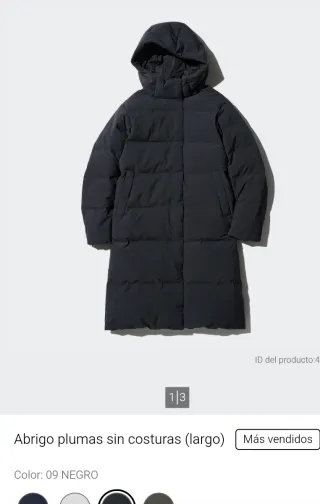 Chaqueta larga plumífero Uniqlo Talla L