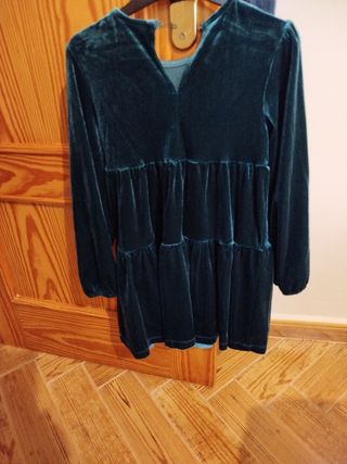 Vestido niña terciopelo verde