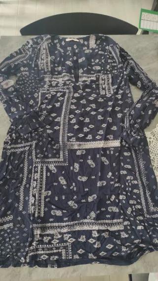 Vestito donna fantasia blu e bianco