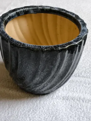 GRAN MACETERO CERÁMICA AZUL JASPEADO GRANDE