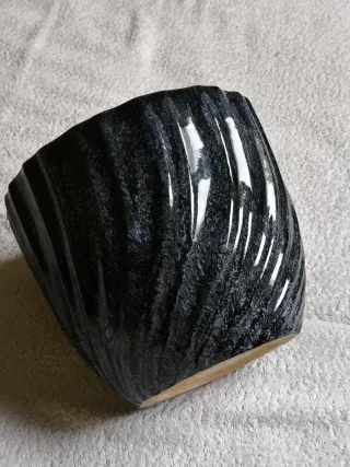 GRAN MACETERO CERÁMICA AZUL JASPEADO GRANDE