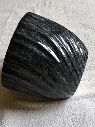 GRAN MACETERO CERÁMICA AZUL JASPEADO GRANDE