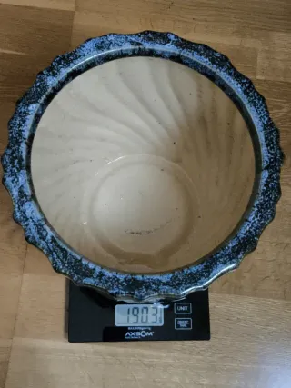 GRAN MACETERO CERÁMICA AZUL JASPEADO GRANDE