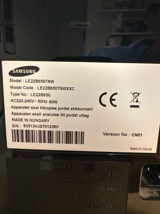 Tv Samsung LE22B650T6W de 22 pulgadas