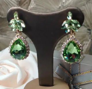 Pendientes Vintage Cristal Verde Goldfille