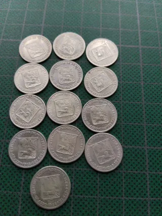 13 Monedas Venezuela 25 Ctm Bolívar Plata