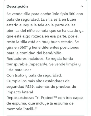 Silla coche Joie 360 Isofix