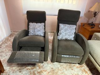 2 Poltrone relax in tessuto marrone