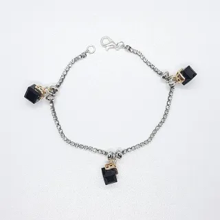 Bracciale artigianale tennis zirconi pietra nera