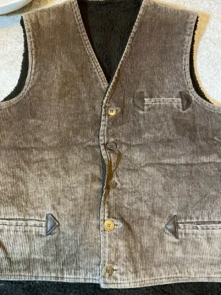 Chaleco Pana Retro Marrón Forro Negro