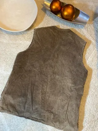 Chaleco Pana Retro Marrón Forro Negro