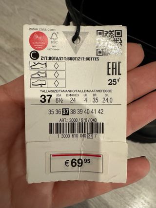 Botas Zara Negras Talla 37
