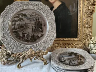 Set 6 Piatti Antichi Porcellana Navale