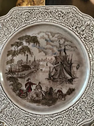 Set 6 Piatti Antichi Porcellana Navale