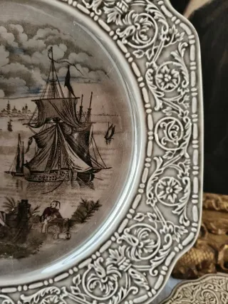 Set 6 Piatti Antichi Porcellana Navale