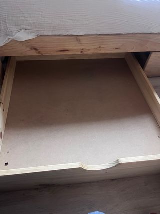 Cama 90 madera natural con cajones