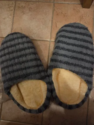 Ciabatte uomo rigate grigie e beige