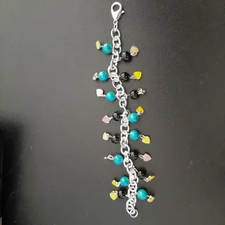 Bracciale artigianale catena argentato pietra