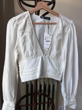 Camisa Zara Lencera Blanca XS