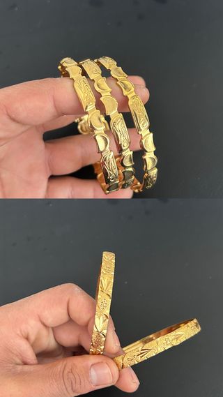 Pulseras doradas estilo esclava