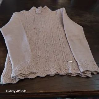 Camisola de inverno rosa malha