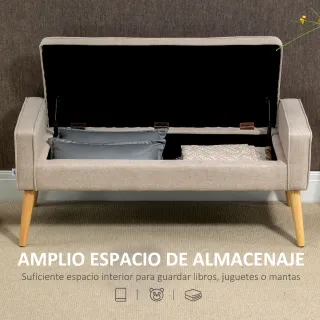 Baúl Almacenaje Tapizado Lino Beige
