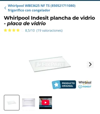 Estante inferior Frigorífico Whirlpool Indesit