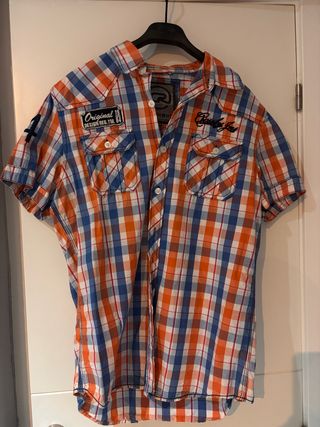 Camisa Crosby cuadros naranja/azul Talla M