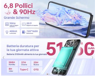 Smartphone Oukitel C6 5G 256GB Nero