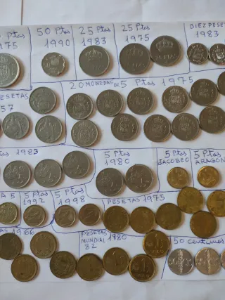 Lote de monedas antiguas pesetas