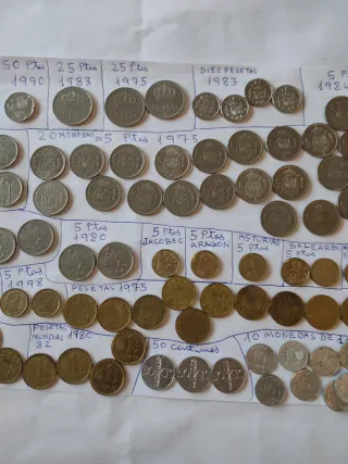 Lote de monedas antiguas pesetas