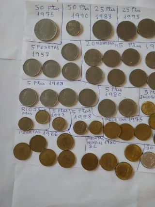 Lote de monedas antiguas pesetas