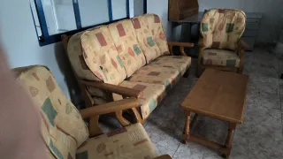 Salón comedor madera y tela