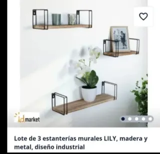 Lote 3 Estanterías LILY Madera y Metal