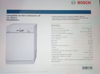 Lavavajillas Bosch Libre Instalación