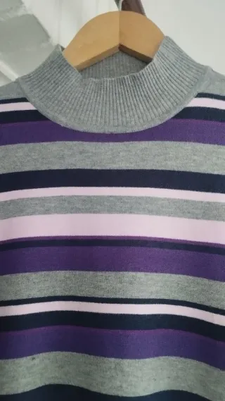 Jersey Punto Roma Rayas Gris Moradoy rosa