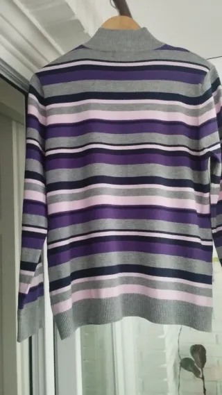 Jersey Punto Roma Rayas Gris Moradoy rosa