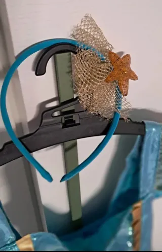 Vestito Sirena Bambina Azzurro con Cerchietto