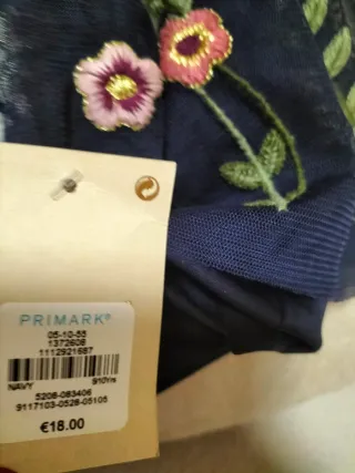 Vestido niña bordado flores azul marino