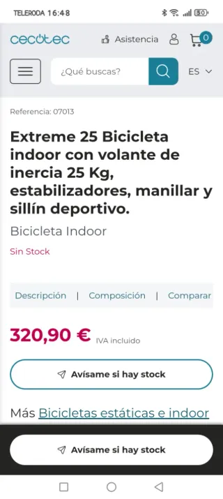 Bicicleta de Spinning Cecotec