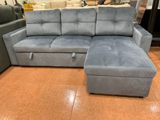 Sofá Cama Gris con Arcón 215cm