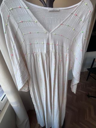 Vestido túnica veraniego beige multicolor