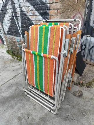 4 Sillones Plegables Playa Rayas