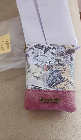 Cartera Sealand Diseño Vintage Periódico Rosa