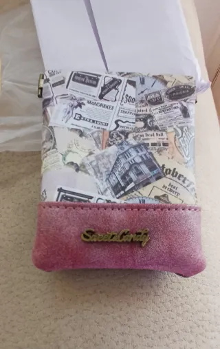 Cartera Sealand Diseño Vintage Periódico Rosa